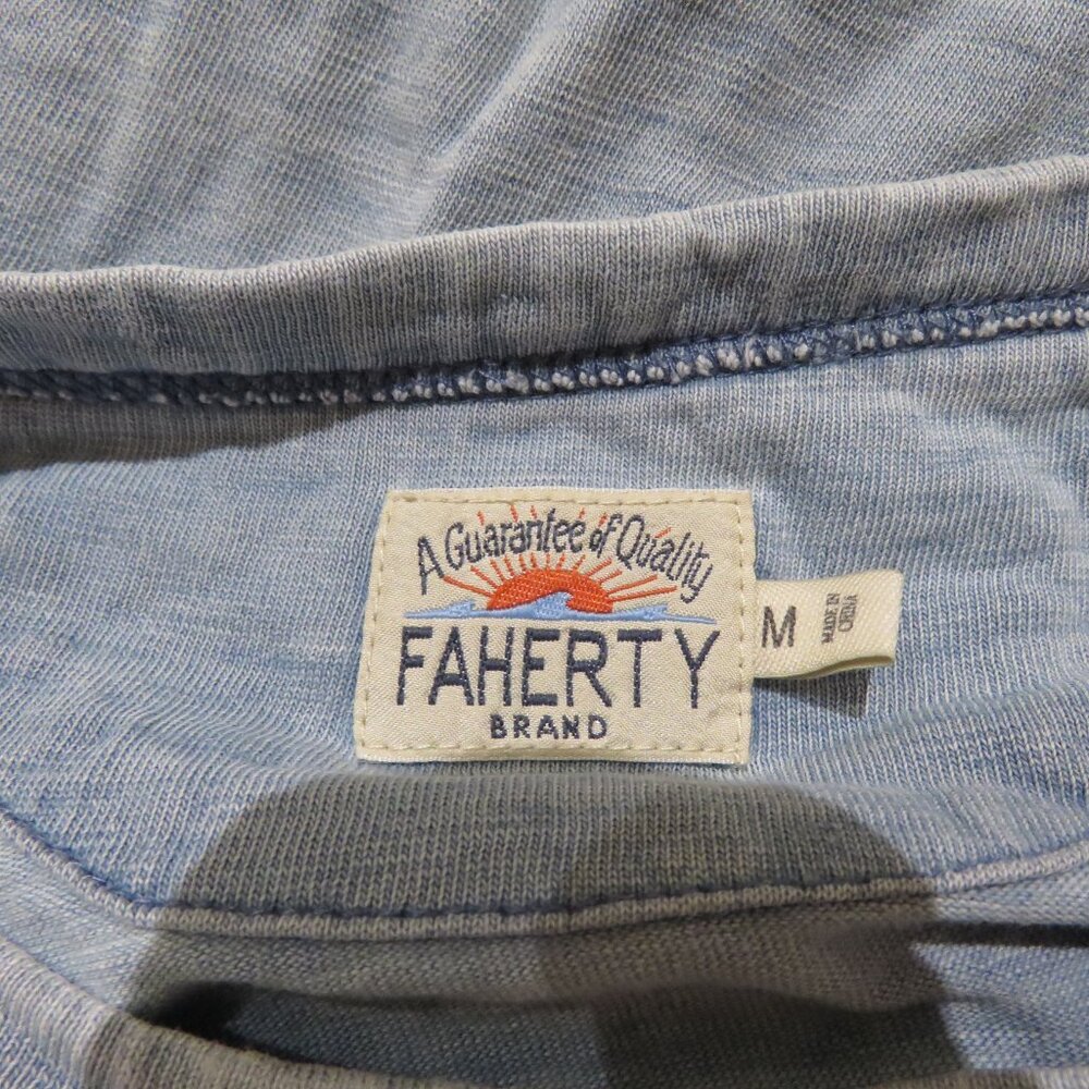 FAHERTY Surf Stripe Tee Cotton T-Shirt Sunwashed Light Blue Medium Casual Travel - Picture 12 of 14